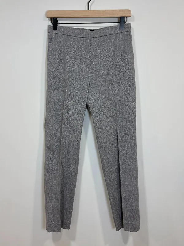 🌟 THEORY 🌟 TREECA PULL ON ELASTIC STRETCH LINEN ANKLE PANT TROUSER GRAY SZ 2 - Image 2