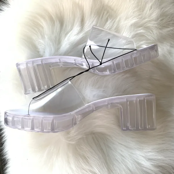 Urban Outfitters Clear Vista Jelly Platform Heeled Sandal Size 9 - Image 11