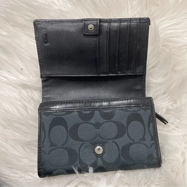 Vintage Coach Black Small Bifold Wallet signature logo - Image 3