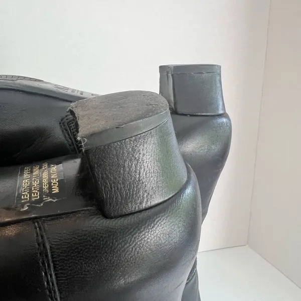 Black Knee High Leather Riding Boots Low Heel Italian AGL Size 37.5 (US 7) - Image 14