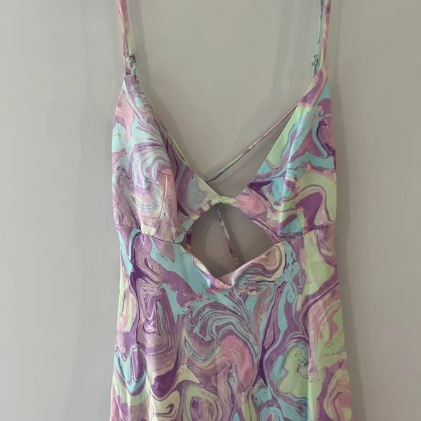 Zara Tie Dye Cutout Satin Mini Dress Sz M - Image 10