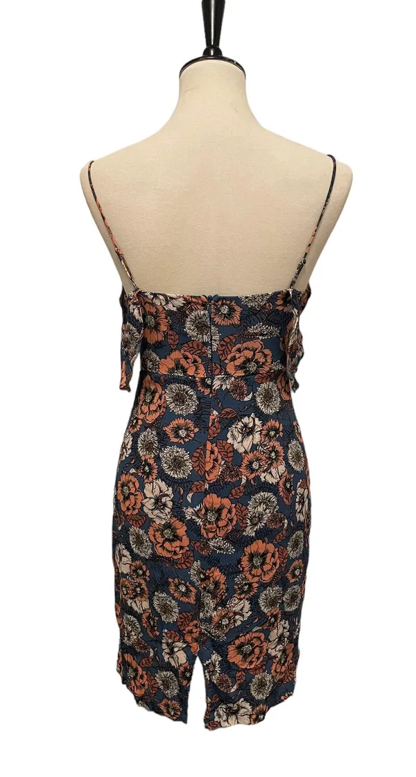 Blue And Orange Floral Midi Dress - Image 4