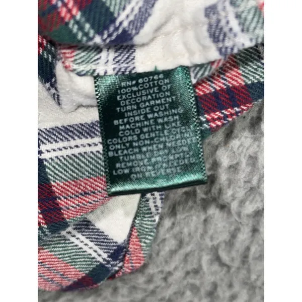 Ralph Lauren Flannel Lounge Shirt Women S Embroidered Logo Plaid Relax Sleep Top - Image 7