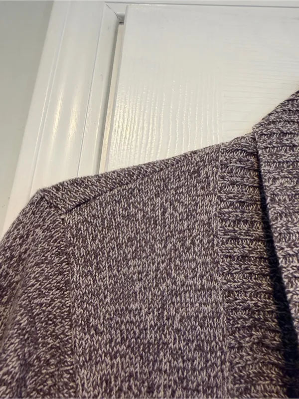 L.L. Bean Size S Gray Open Front Cotton Blend Ribbed Trim Cardigan Sweater - Image 4