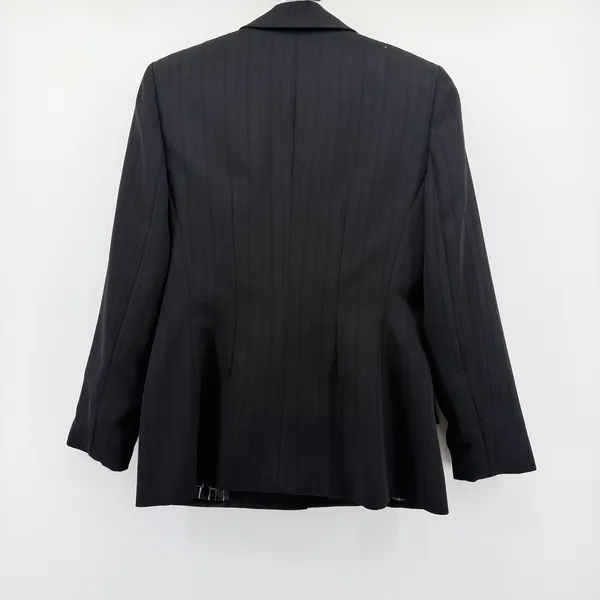 Le Suit Essentials Womens Black Pinstripe 3 Button Blazer Jacket Size 6 - Image 2