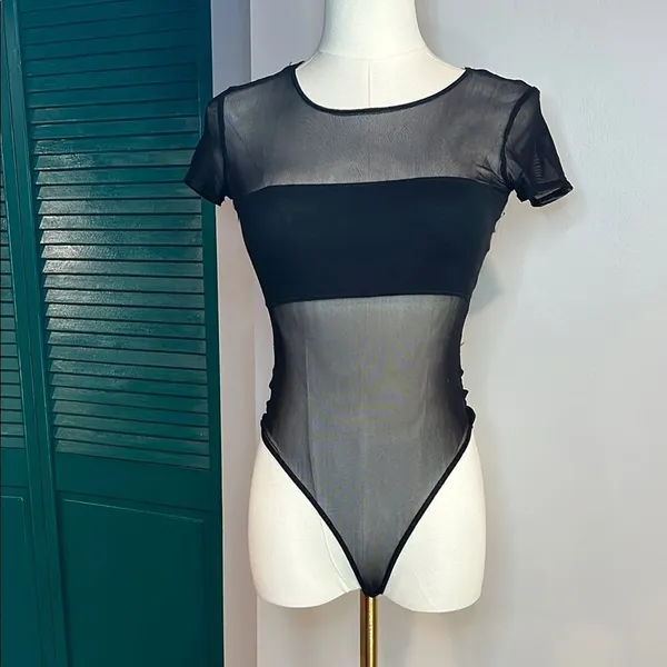 Iconic sheer bando Black Sheer Bodysuit ASO Hayley Williams Paramore xs - Image 5
