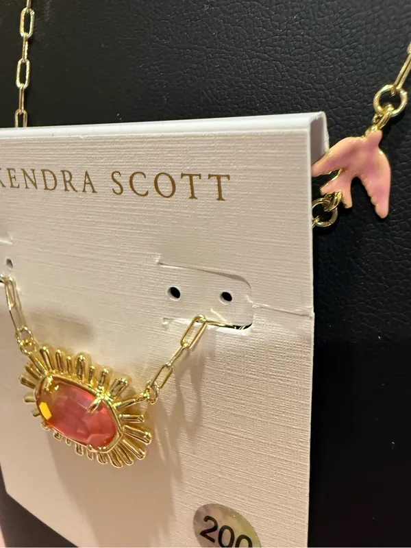 Kendra Scott | Gold Plated Orange & Pink Ombré Necklace with Pink Bird | #200 - Image 3