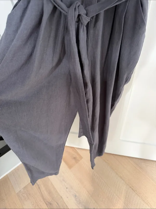 Baltic Born Charcoal Gray Button-Front V-Neck Jumpsuit with Tie Waist - Image 2