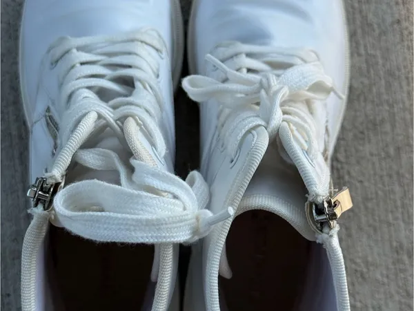 Shoedazzle Elle Women’s Lace-Up High Top combat Boots in White - Image 4