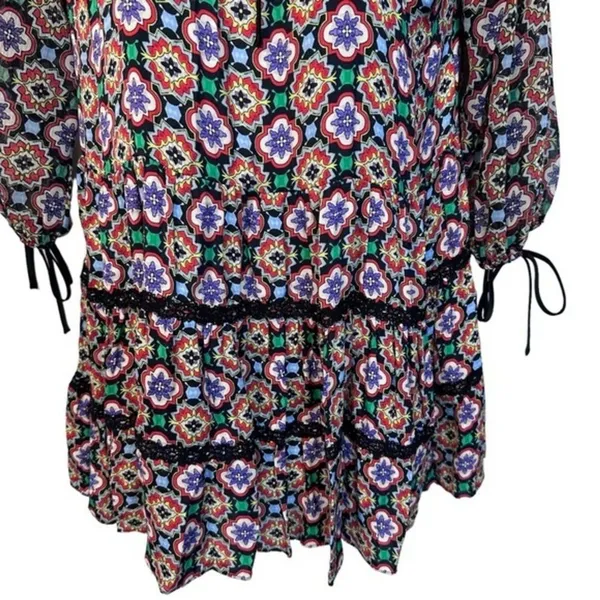 ALICE & OLIVIA Arnette Dress S Palace Tiles Drop Waist Tiered cottagecore - Image 12