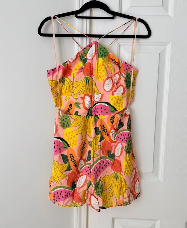 NWT Anthropologie Hutch Tropical Fruit Halter Cutout Romper, Size 4 - Image 6