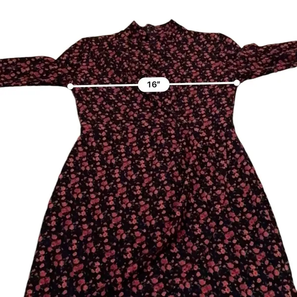 RTR Black Halo Briar Long‎ Sleeve Black & Red Rose Floral Print Mini Dress Sz 6 - Image 13