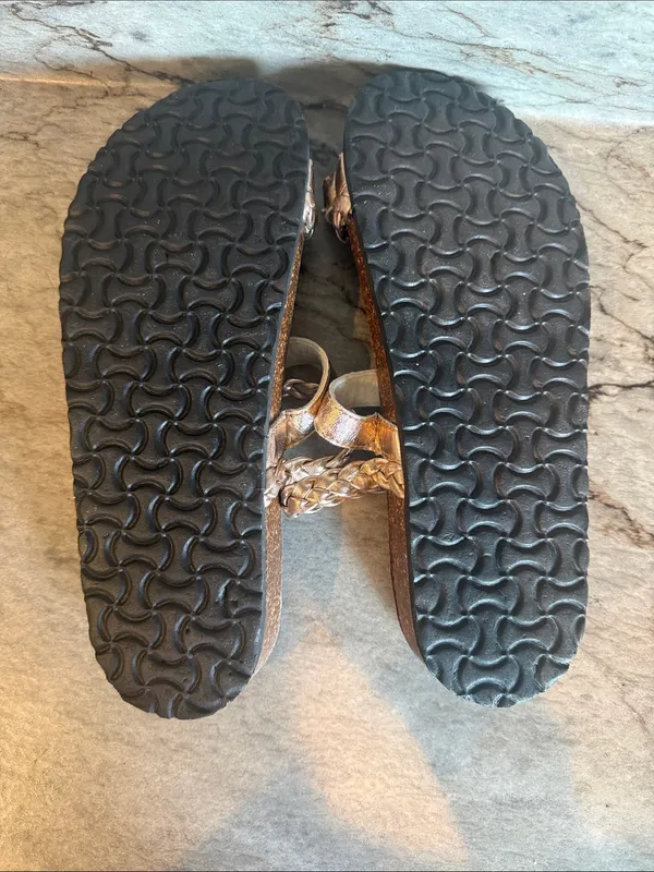 Outwoods Braided Metallic Slide Sandals - Rose Gold - Image 8