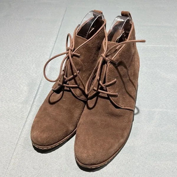 Franco Sarto Annabelle Tan Suede Lace Up Wedge Booties Women’s Size 8 B46‎ - Image 3