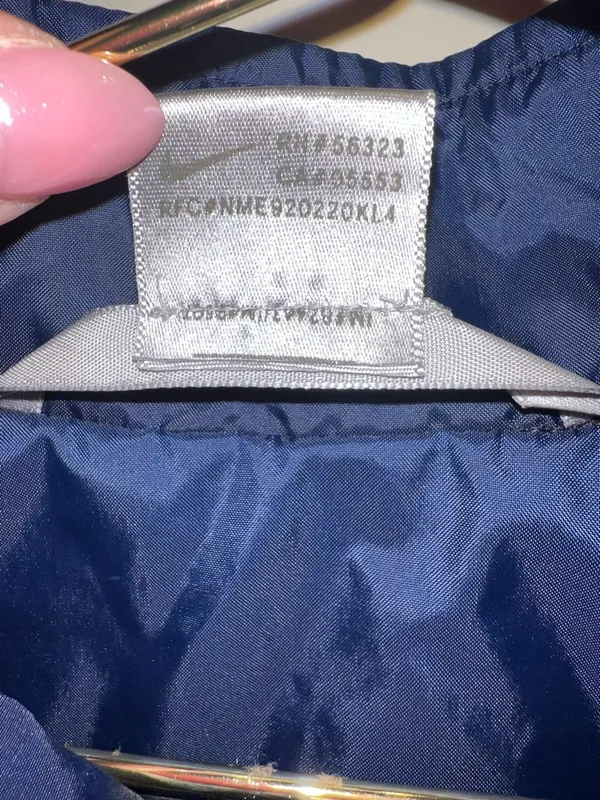 Nike Navy Lightweight Zip Windbreaker Jacket‎ Swoosh Stripe Women’s Medium - Image 8
