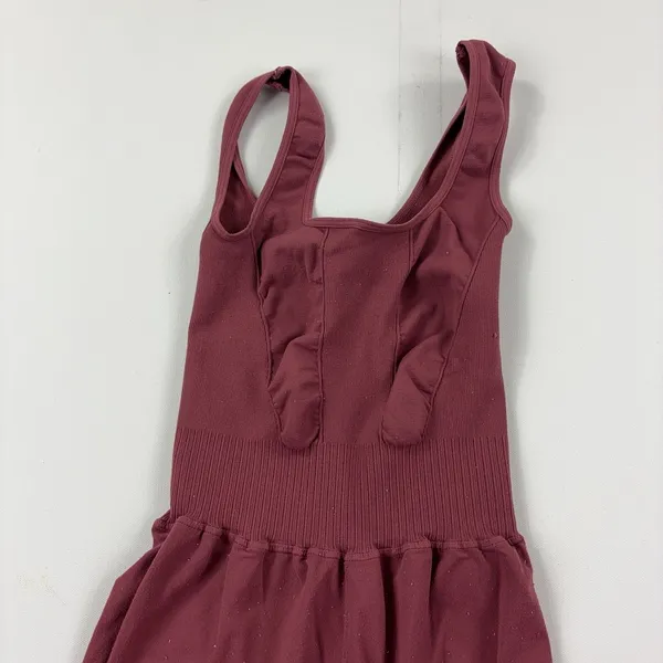 FP Movement Jumpsuit Womens XS Red Knit Flare Leg Sleeveless Scoop Neck Stretch - Image 8