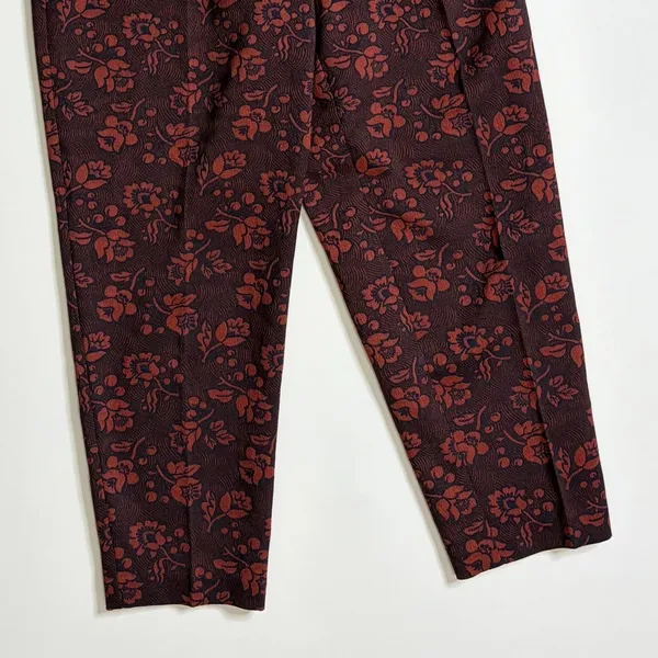 Anthropologie MAEVE Floral Jacquard High-Rise Trousers‎ Pants Tapered Office 2 - Image 4