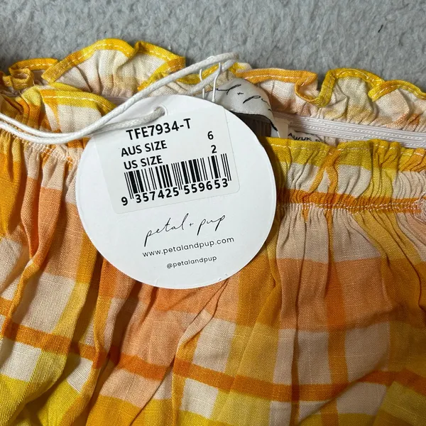 Petal & Pup Top Women 2 Yellow Orange Off‎ Shoulder Crop Pullover Ruffle Top NEW - Image 5