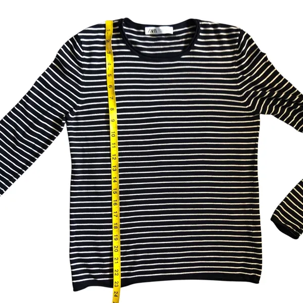 Zara Navy & White Striped Women’s Long Sleeve Size XL - Image 7