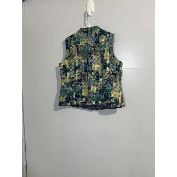 Christopher & Banks Ladies Size L 2 Looks Snap Sleeveless‎ Vest Abstract Cottage - Image 3