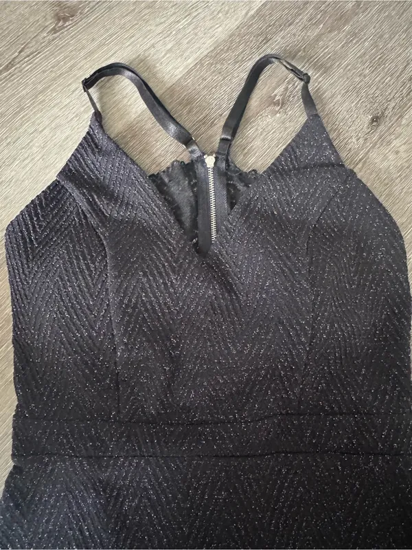 Planet Gold Chevron Lurex Sexy Cocktail Dress Black With Bling Size S - Image 2