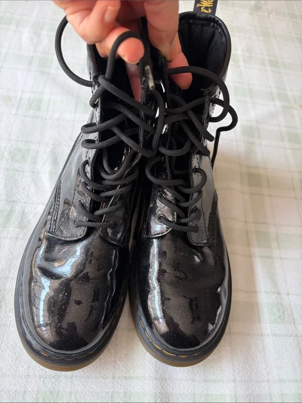 Dr. Martens Black Sparkle Patent Lace-Up Boots - Image 8