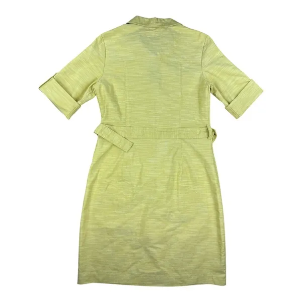 Sharagano Women Laurel Leaf Yellow Zip Front Safari Belted Dress Size 10 Utility - Image 8