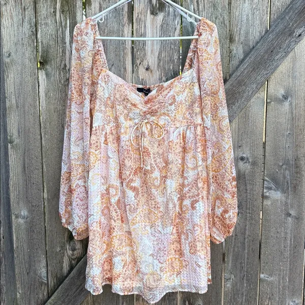 NWT Lulus Radiant Suggestion Paisley Babydoll Dress Size Large - Image 5