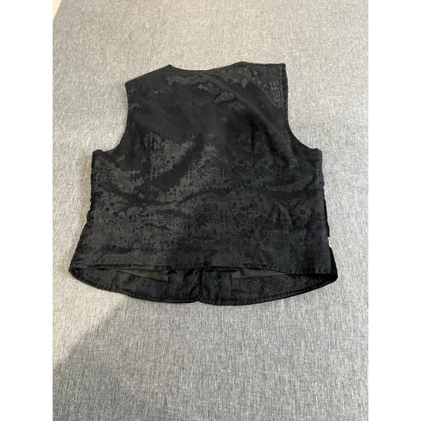 White Stag Womens Black Velvet Patchwork Floral Embroidered Cottage Core Vest S - Image 8