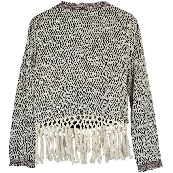 Miss Me Geometric Diamond Fringe Cropped Jacket Cardigan Sweater Women‎ Size M - Image 2