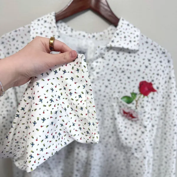 Boys Lie Women's Dainty Daisy's Button‎ Down PJ Top White Floral Angel Sz S NWT - Image 8