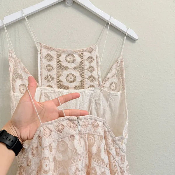 Free‎ People "Just Like Honey" ivory lace Mini dress Size 8 Boho Feminine - Image 11