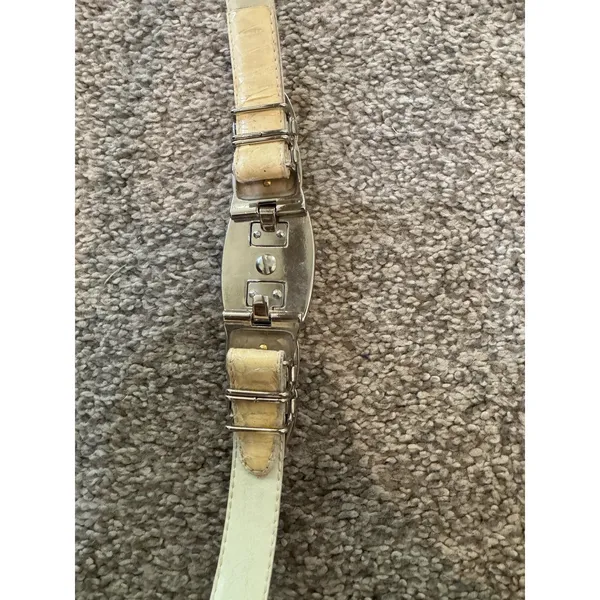 Dame Genuine Snakeskin Women's Yellow Belt Deco Gold Silver Hook Buckle‎ - Image 7