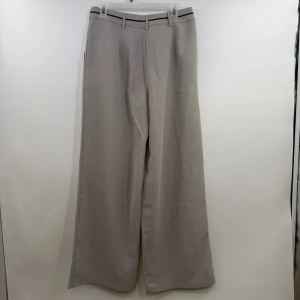 White Fox Its A Given Pants M NWT Gray Mid Rise Wide Leg Pleated Trousers - Image 3