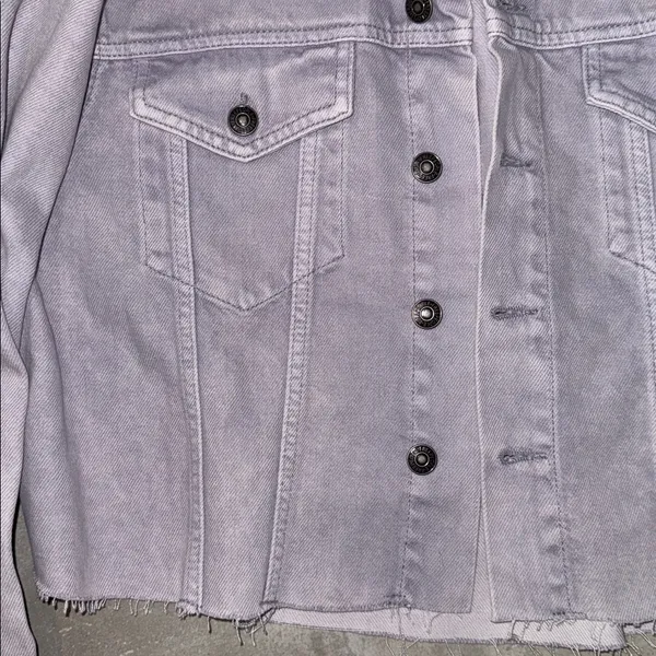 Free People Lavender Frayed Edge Denim Jacket (small) - Image 3