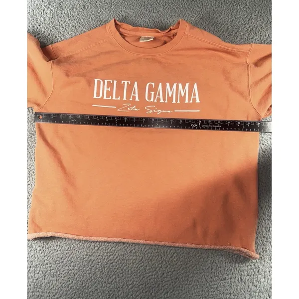 Comfort Colors Oversized Sweatshirt Women‎ L Delta Gamma Zeta Sigma Raw Hem Cozy Collegiate y2k - Image 3