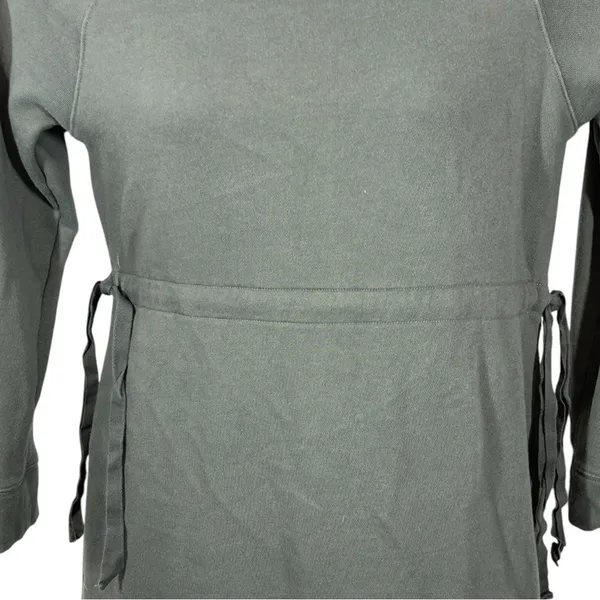 Athleta Studio Cinch Green Sweatshirt Dress Small Tie Waist Athleisure - Image 5