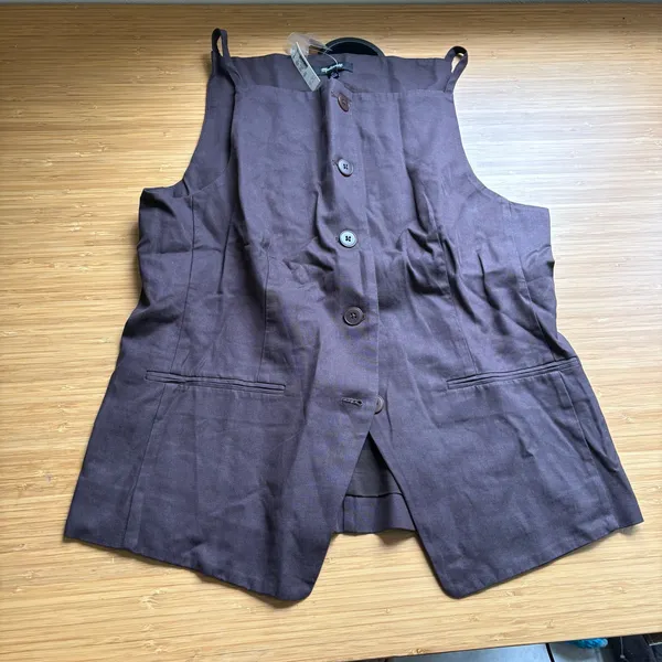 Madewell Brown Square Neck 12 Drapey TENCEL Lyocell Blend Twill Vest NS325 - Image 2