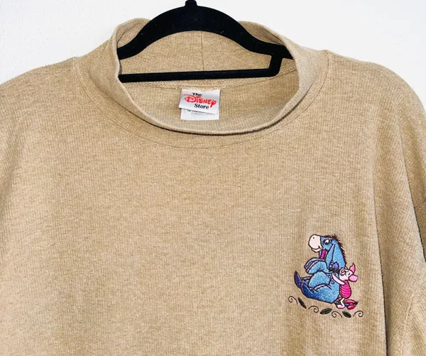 Disney Tan Embroidered Piglet & Eeyore Rib Turtleneck Sweater - Image 2