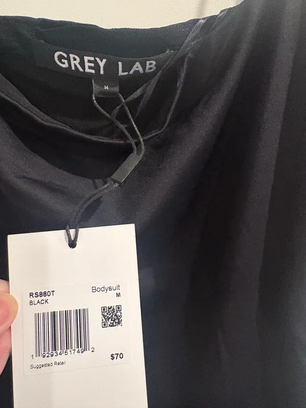 Grey Lab Bodysuit Black Medium New with Tags - Image 4