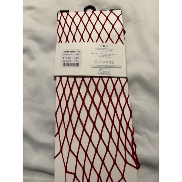 Urban Outfitters Womens Red Fishnet Tights Diamond Mesh Stockings S/M 94603479‎ - Image 3