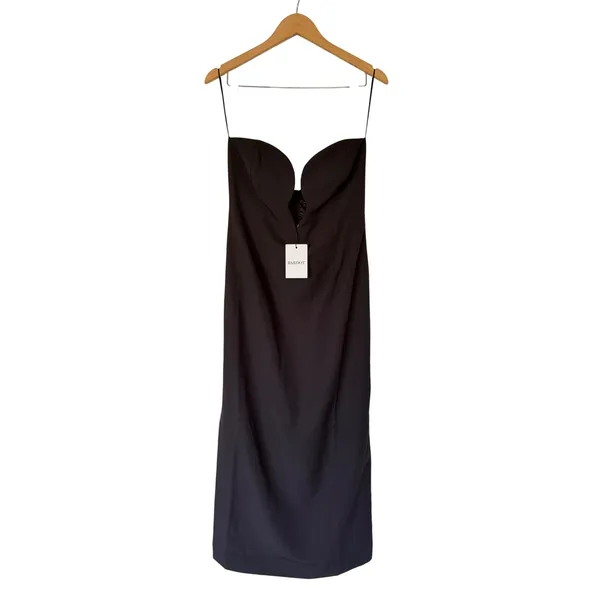 Bardot Black‎ Strapless Deep V Plunge Midi Dress Size XL Formal Cocktail NEW - Image 2