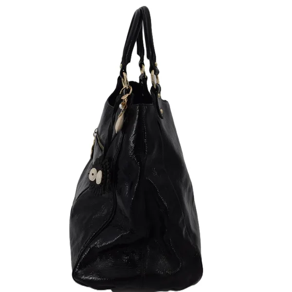 Charles David Hobo Bag Womens Large Black Patent Leather EUC Gold Hardware‎ - Image 5