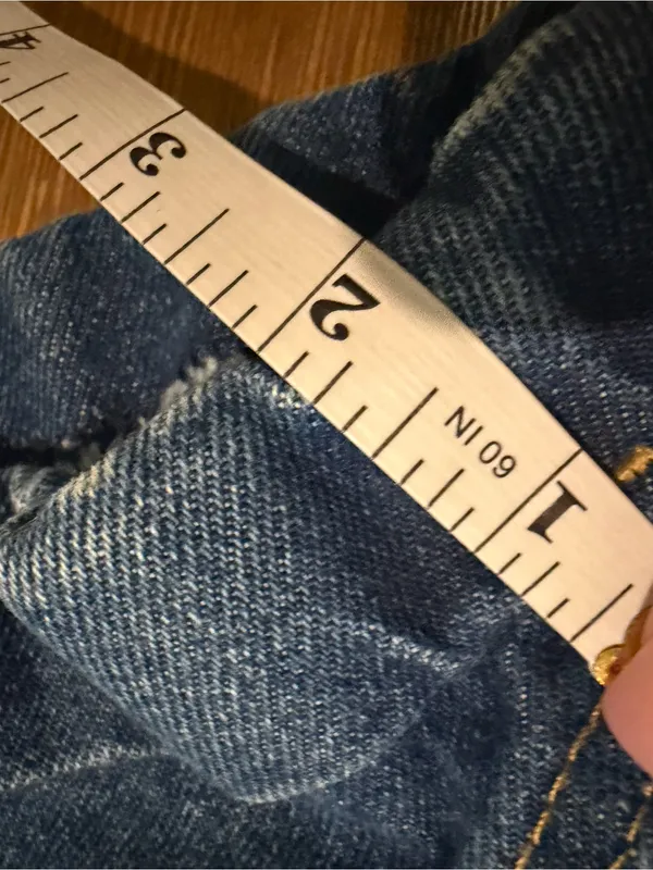 American Apparel High Waisted Cuff Denim Shorts Size 28 Blue Jean Vintage - Image 8