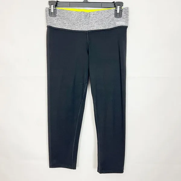 VS Pink Mid-Rise Capri Black Athleisure Leggings Size S - Image 2
