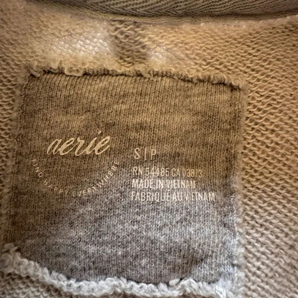 Aerie Womens Oversized Heather Gray Crewneck Sweatshirt Exposed Seam Small‎ - Image 2