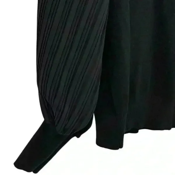 Sioni Women's Black Sheer Pleated Sleeve Mock Neck Blouse Size M‎ - Image 5