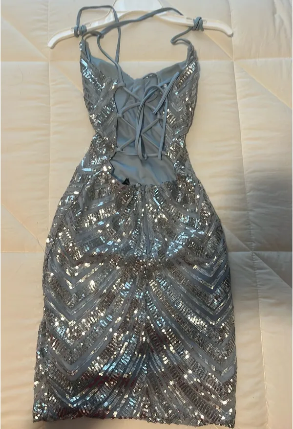 Windsor Blue Sequin Prom Dress - Image 4