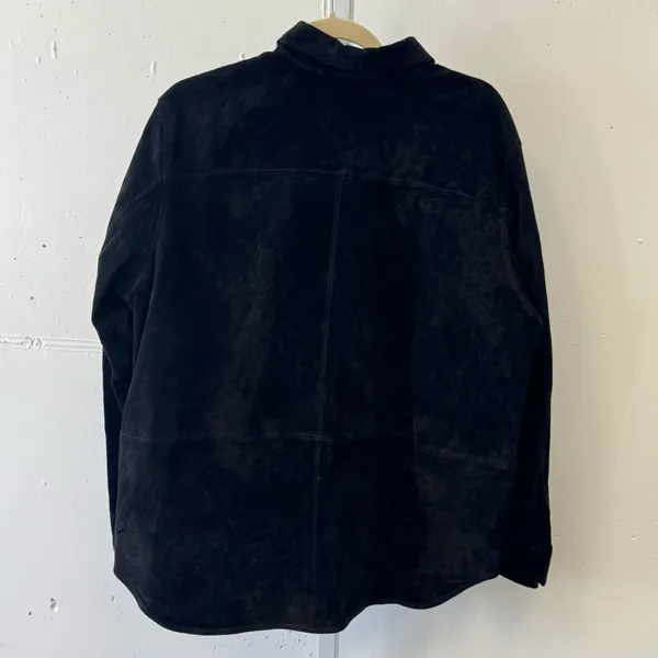 Vintage Jones New York Genuine Leather Suede Button Jacket‎ Shacket Shirt Blk 1X - Image 2