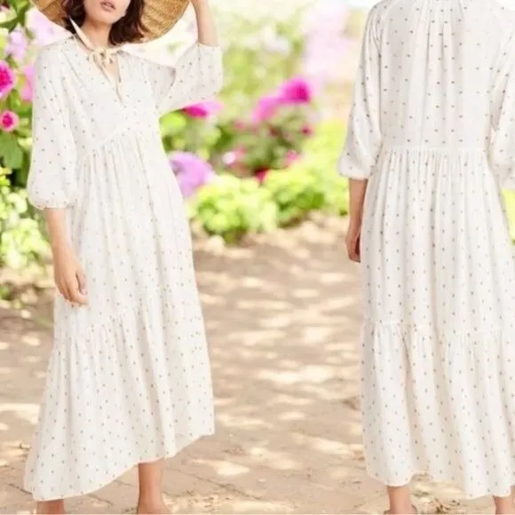 Anthropologie Augustine Tiered Sheer Maxi Dress Milk Maid Cottagecore Feminine L - Image 2